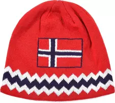 Norge Beanie Kepurė Žiemai - Raudona, Tamsiai Mėlyna, Balta