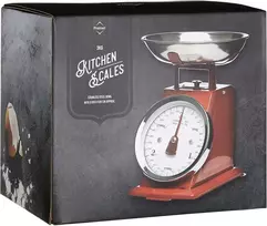 Premier Housewares 3kg retro stiliaus virtuvinės svarstyklės su nerūdijančio plieno dubeniu, raudonos