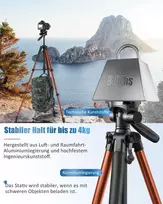 Polam-foto kameros trikojis, 188 cm kelioninis trikojis su nešiojimo krepšiu ir telefono laikikliu, aliumininis, skirtas veidrodiniams/dslr/telefonams/vaizdo kameroms, tvirtas stovas, (svoris 1,27 kg, apkrova 3,99 kg) oranžinis
