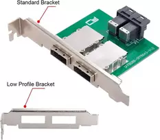 Cablecc dviejų prievadų mini sas sff-8088 į vidinį sas hd sff-8643 pcba moterišką adapterį su žemo profilio laikikliu