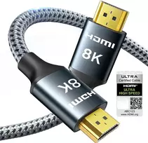 Ariskeen 8k hdmi 2.1 kabelis 0.5 m, sertifikuotas 48gbps didelės spartos nailono pintas hdmi kabelis, palaiko 8k @ 60 hz, 4k @ 120 hz, suderinamas su ps5/4 tv monitoriumi, blu-ray garso juosta, dvd, nešiojamuoju kompiuteriu