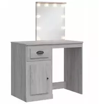 Kosmetinis staliukas su Led veidrodžiu, pilkas ąžuolas sonoma, 90x42x132,5 cm