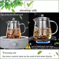 Virdulys Bowd stiklinis arbatinukas 750 ml, su karščiui atspariu nerūdijančiu plienu, puikiai tinka arbatai ir kavai, tinkamas naudoti mikrobangų krosnelėje ir ant viryklių, arbatinis sietelis su talpa