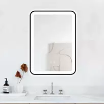 Mtp Led apšviestas veidrodis 50x70 cm stačiakampis J35 su juodu rėmu