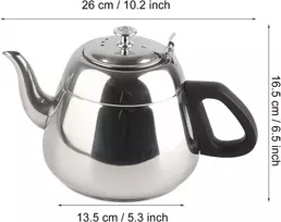 1,5 l / 2 l nerūdijančio plieno arbatinukas, arbatinukas su lapeliais, karšto vandens virdulys su nuimamu filtru (2 l)