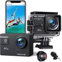 Wolfang ga300 veiksmo kamera 4k 60fps, 24 mp povandeninė kamera, wifi 24mp atspari vandeniui 2.0 ice vaizdo stabilizatorius, jutiklinis ekranas šalmo kamera, 8 x priartinimas (išorinis mikrofonas, 2 x 1350 mah baterijos ir priedų rinkinys).