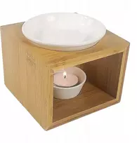 Romantiškas keramikinis žvakidė tealight žvakėms Aliejinis degiklis Keturių pusių Medinis