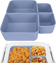 Linkidea 4 dalių priešpiečių dėžutės įdėklai, pakeičiami skyrikliai, bento dėžutės priedai, maisto atskyrimo priešpiečių dėžutės skyrikliai, tinkantys stiklainiams, bento priešpiečių dėžutė (mėlyna)
