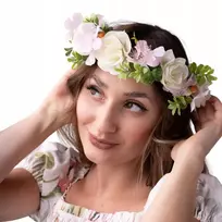 Gėlių vainikas Boho nuotakai, mergvakariui, universalus šviesiai rožinis