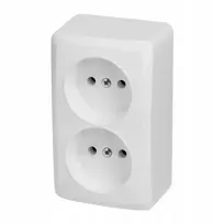 Elektro Plast Berg dvigubas paviršinis lizdas be įžeminimo Ip 20 - balta spalva 3744-00