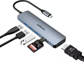 Oditton 6-in-1 Usb C šakotuvas, dvigubo monitoriaus Usb C adapteris su (4k Hdmi, Sd/tf kortelių skaitytuvu, Usb A 3.0), chromebook pro/air daugiafunkcinė dokas, skirta surface, xps ir daugiau type c įrenginių