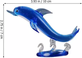Topperfun stiklinė delfino statulėlė, 10 cm mėlyna krištolinė žuvies dekoracija, jūros gyvūno statulėlė, rankų darbo gyvūnų ornamentai, jūros delfino dekoracija stalui namų dekoravimui