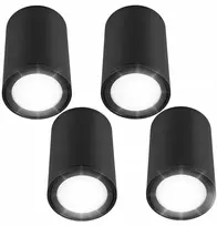 4x Led Lubinis Šviestuvas Gu10 Tūbelė Juodas Ip44 Aliuminis