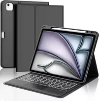 Jademall Klaviatūra Ipad Air 13 - Belaidė klaviatūra su apšvietimu ir jutikliniu kilimėliu, skirta Ipad Air 13 m2 2024/air 13 m3 2025, apsauginis dėklas su pieštuko laikikliu