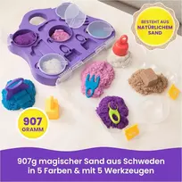 Kinetic Sand Žaidimų Lagaminas: 907g 5 Spalvų Magiško Smėlio ir Įrankių Rinkinys