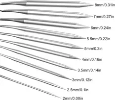 10 dalių apskritų mezgimo virbalų rinkinys, 80 cm nerūdijančio plieno mezgimo virbalai, mezgimo virbalų rinkinys pradedantiesiems su 10 dydžių 2/2.5/3/3.5/4/5/5.5/6/7/8 mm, nėrimo vąšelių rinkinys, siūlų adatos