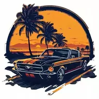 Termo lipdukas ant marškinėlių, rankinės, marškinėlių Ford Mustang Shelby Palmy Słońce