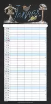 Alpha Edition – Chalkboard Family Planner 2025 šeimos kalendorius, 22 x 45 cm, kalendorius su 5 stulpeliais, 100 metų kalendorius, iliustracijos Eva Czapla ir švenčių datos De/at/ch