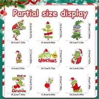 Mopqmkt Kalėdiniai langų lipdukai, 9 lapai, 124 vienetai, Grinčo kalėdiniai lipdukai, animacinės langų dekoracijos, dvipusiai animaciniai lipdukai, kalėdiniai lipdukai namams, mokyklai, vakarėliui, langui