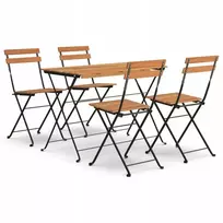 Lauko baldų komplektas 5 dalių sulankstomas bistro komplektas, akacijos medienos masyvas ir plienas