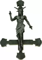 Lulizzie Baphomet ant Petro kryžiaus 30 cm grim reaper gotikinė kaukolės figūrėlė sienos paveikslas
