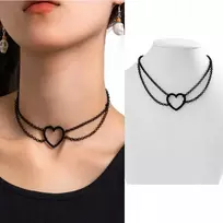 Kaklo papuošalas chokeris Širdis juodas gotikinis rokas