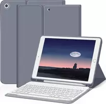 Zoyu dėklas su klaviatūra, skirtas Ipad 9-osios 8-osios 7-osios kartos 2021 2020 2019, Ipad 9/8/7 10.2 colių dėklas su klaviatūra, bluetooth klaviatūros dėklas su rašiklio laikikliu, Qwertz išdėstymas, violetinis