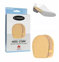 Corbby pakeliančios odinės kamštinės įklotės, skirtos kojų ilgio skirtumui, dydis 40-46 Heel Cork 1cm