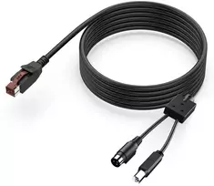 Htguoji 24 V maitinamas usb į usb type b 3 kontaktų brūkšninių kodų skaitytuvo kabelis, 24 V vienas į tris maitinimo y skirstytuvo usb spausdintuvo duomenų kabelis, skirtas aures epson digipos epos pos sistemoms epos spausdintuvams (2 metrai)