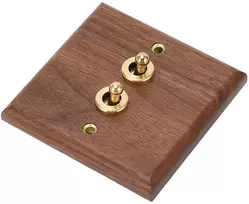 Dvigubas perjungiklis 250 V, dekoratyvinis, riešutmedžio sienų plokštė, nekenksmingas, geras tvirtumas, 50 Hz, atsparus sukimui, su 2 žalvariniais varžtais namams