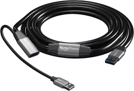 Mutecpower 5 m aktyvus usb 3.0 jungties prailginimo kabelis (tėtis-mama) su signalo stiprinimu ir usb maitinimo šaltiniu - juodas 5 m - suderinamas su nešiojamaisiais kompiuteriais, standžiaisiais diskais, XBOX, ps4, vr ir kt.