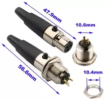 2x Mini Xlr 3 kontaktų jungtys (vyriška ir moteriška) garso kabeliams