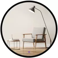 Apvalus juodas veidrodis 55 cm Led su pašvaiste ir jungikliu