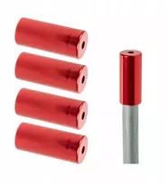 Aliumininiai 4 mm pavarų perjungiklio trosų antgaliai, 5 vnt., raudoni