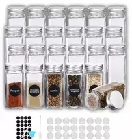 24x stikliniai indeliai prieskoniams 120ml, prieskonių indai + etiketės