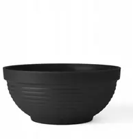 Apvalus gėlių vazonas, didelis dubuo 52cm, juodas terasai, sodo kiemui