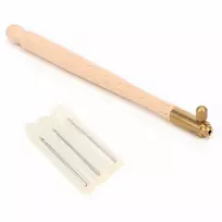 Plieniniai nėrimo vąšeliai su medine rankena 0,7 mm, 1,0 mm, 1,2 mm