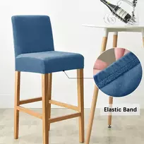 Dimatic Velvet Plush kėdės užvalkalas, skirtas baro kėdėms, valgomojo kėdžių užvalkalas, baldų apsauga, neslystantis užvalkalas su elastiniu pagrindu, 2 vnt., mėlynas