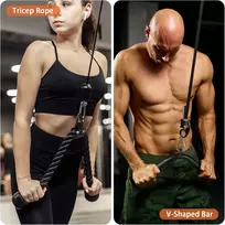 Treniruočių trosų priedai namų sporto salei: tiesi baras, virvė, rankenos