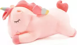 Vienaragis minkštas žaislas, gulintis mielas minkštas vienaragio pliušinis pagalvės žaislas su vaivorykštės sparnais, kawaii žaislas mergaitėms (rožinis, 30 cm)