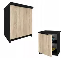 Krak Meble Apatinė virtuvės spintelė Kira 50cm su stalviršiu, juoda/sonoma, tylus uždarymas
