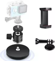 Utebit magnetinis kameros laikiklis su 360 laipsnių besisukančia galvute, super magnetinis 66 mm magnetinis pagrindas su išmaniojo telefono laikikliu, aliuminio lydinio ir gumos danga, vertikali apkrova 20 kg