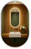 Ovalus led veidrodis 50x100 atsparus vandeniui ip65 pakabinamas vertikaliai horizontaliai luna