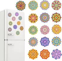 Qiuqi 16 dalių paveikslas pagal skaičius mandala magnetai, deimantų tapybos šaldytuvo magnetai, paveikslas pagal skaičius vaikams suaugusiems, 5d deimantų tapybos mandala namų sienų dekorui, dovanos mergaitėms