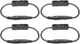 4 vnt. nuolatinės srovės 12v įmontuojamas jungiklio kabelis įjungimo/išjungimo svirtinis jungiklis nuolatinės srovės lizdas 5,5 mm x 2,1 mm tėviškas į moterišką jungtį, skirtas prijungti lanksčią led juostelę, lanksčią led juostos juostelę, vaizdo stebėji
