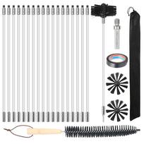 Flue Sweeping Brush & Rod Kit Dryer Vent Cleaner Kit Chimney Cleaning Brush Dryer Duct Cleaner Use with Or Without A Power Drill white