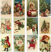 Vintage Kalėdiniai atvirukai, 12 Kalėdinių atvirukų rinkinys, atvirukas, Kalėdiniai sveikinimo atvirukai, Kalėdiniai sveikinimo atvirukai, Vintage, žiema, Kalėdos, Santa Claus, antikvarinių atvirukų rinkinys, sveikinimas