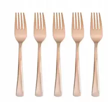 Plastikinės šakutės "rose Gold" 10 vnt. - stalo dekoravimui