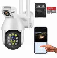 Dviguba Wifi Ip išmanioji lauko pasukama Qhd kamera su priartinimu, programėle ir kortele