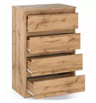 Komoda su stalčiais ąžuolas wotan 60 cm moderni talpi aukšta spintelė svetainei